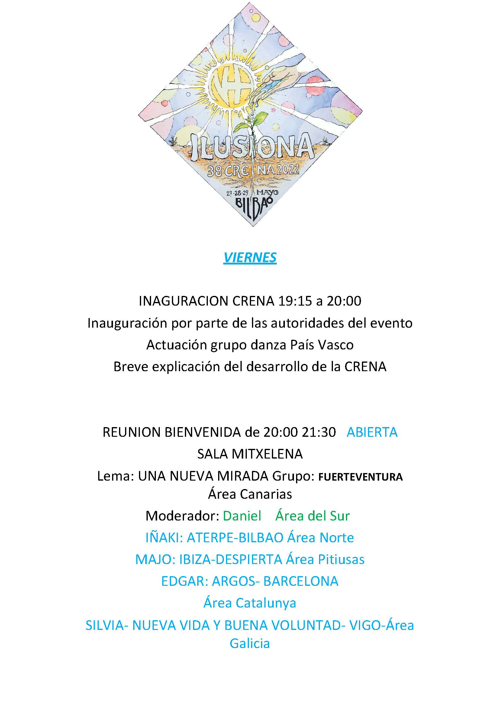 Agenda crena 2022 Sábado mañana